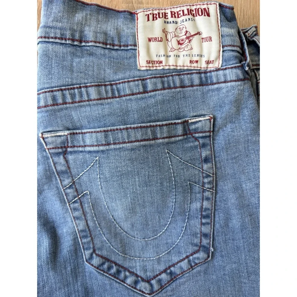 True Religion‎ Geno Relaxed Slim Men's Jeans Blue Denim Size 36x32 Red Stitching